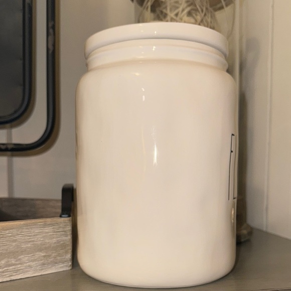 RAE DUNN Artisan Magenta White Ceramic ‘Flour’ Canister Cookie Jar Container - Picture 5 of 16